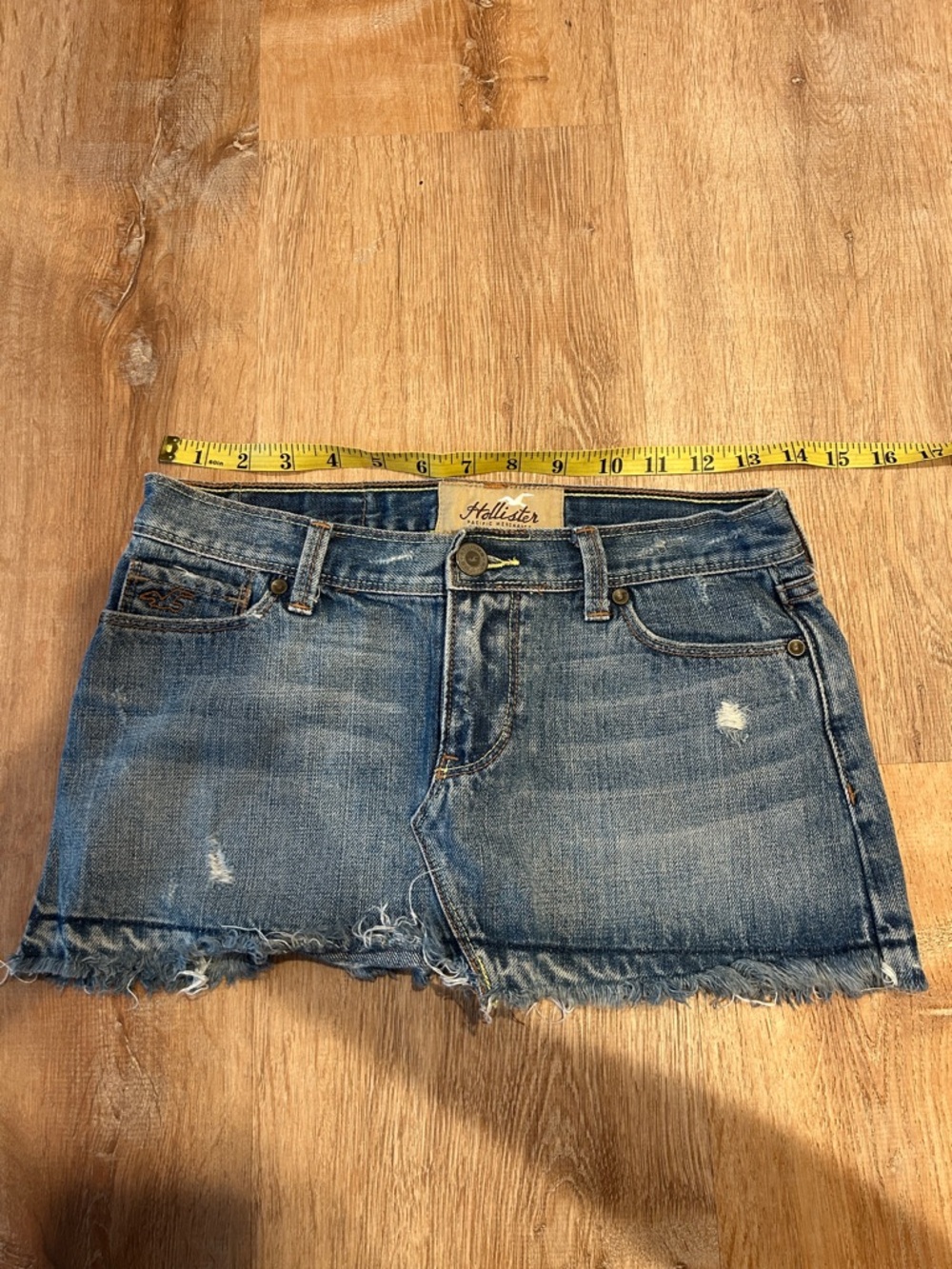 Vintage Hollister Light Wash Distressed Denim Mini Micro Skirt